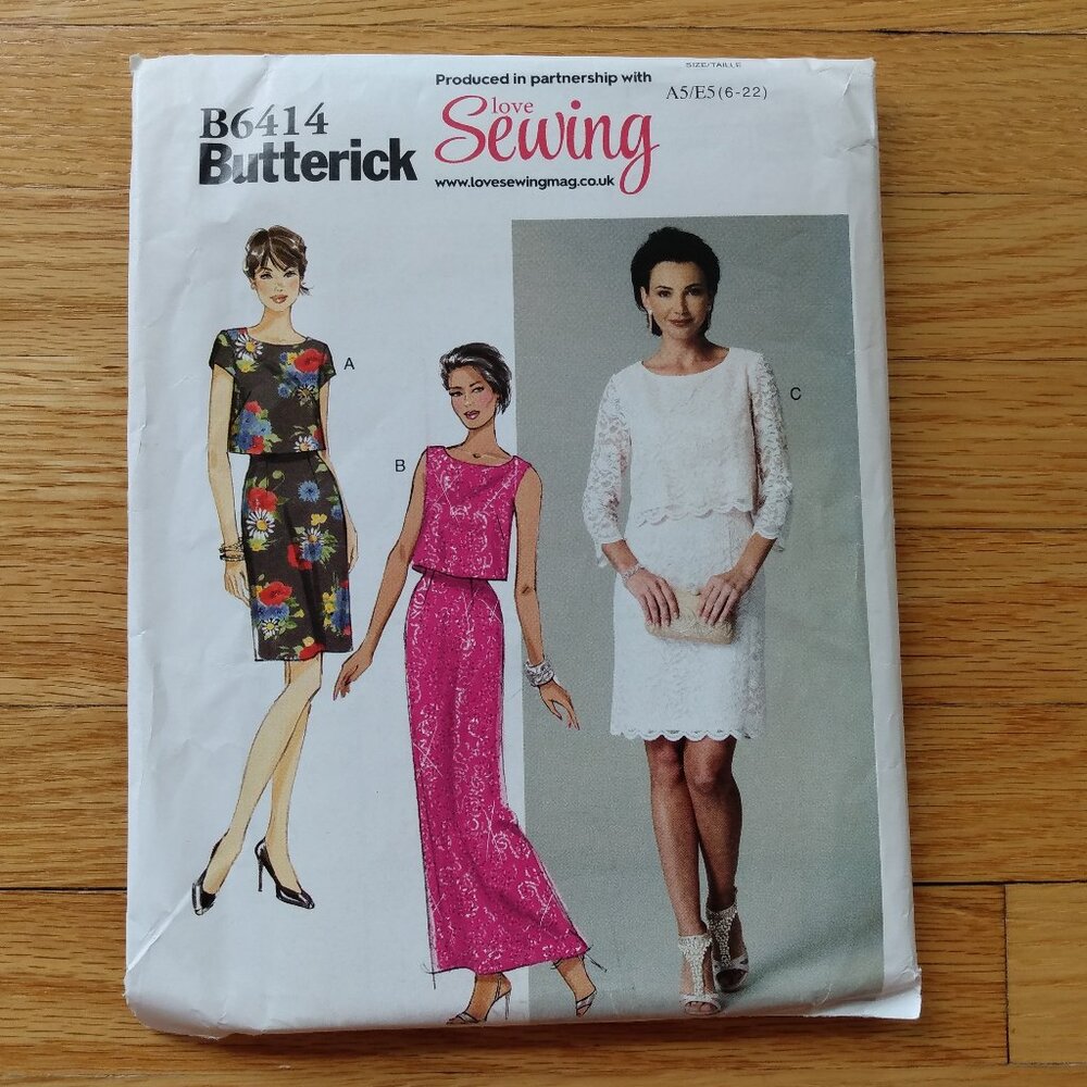 Dress with Overlay Bodice Sewing Pattern Size 6-22 Plus Size McCall's 6414 UNCUT